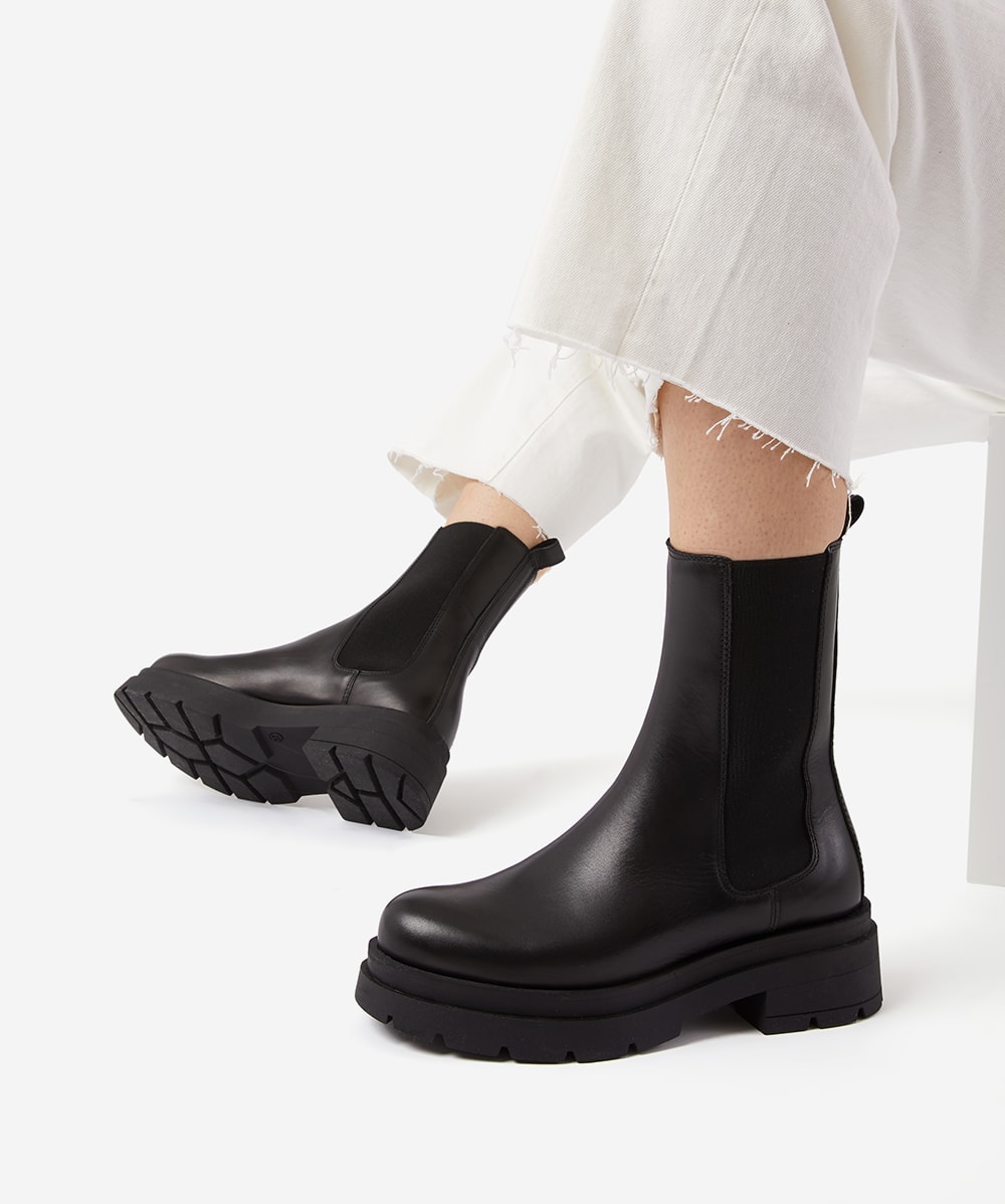 Palmz Noir Bottines Chelsea a semelles epaisses Dune London