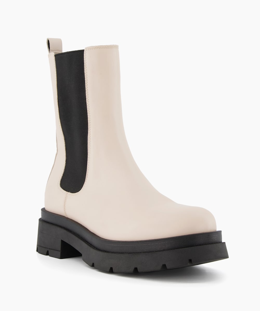 Palmz Ecru Chunky Sole Chelsea Ankle Boots Dune London