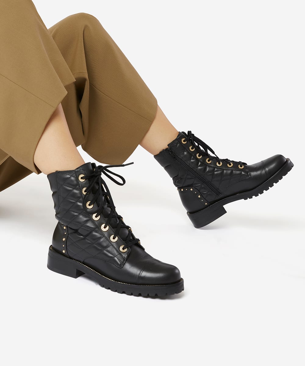 Pampas Black Pearl embellished Lace Up Ankle Boots Dune London