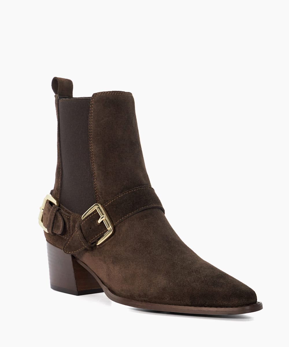 Panino Brown Suede Buckled Chelsea Ankle Boots Dune London