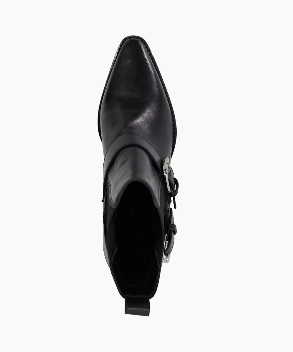 Panino Black Leather Buckled Ankle Boots Dune London