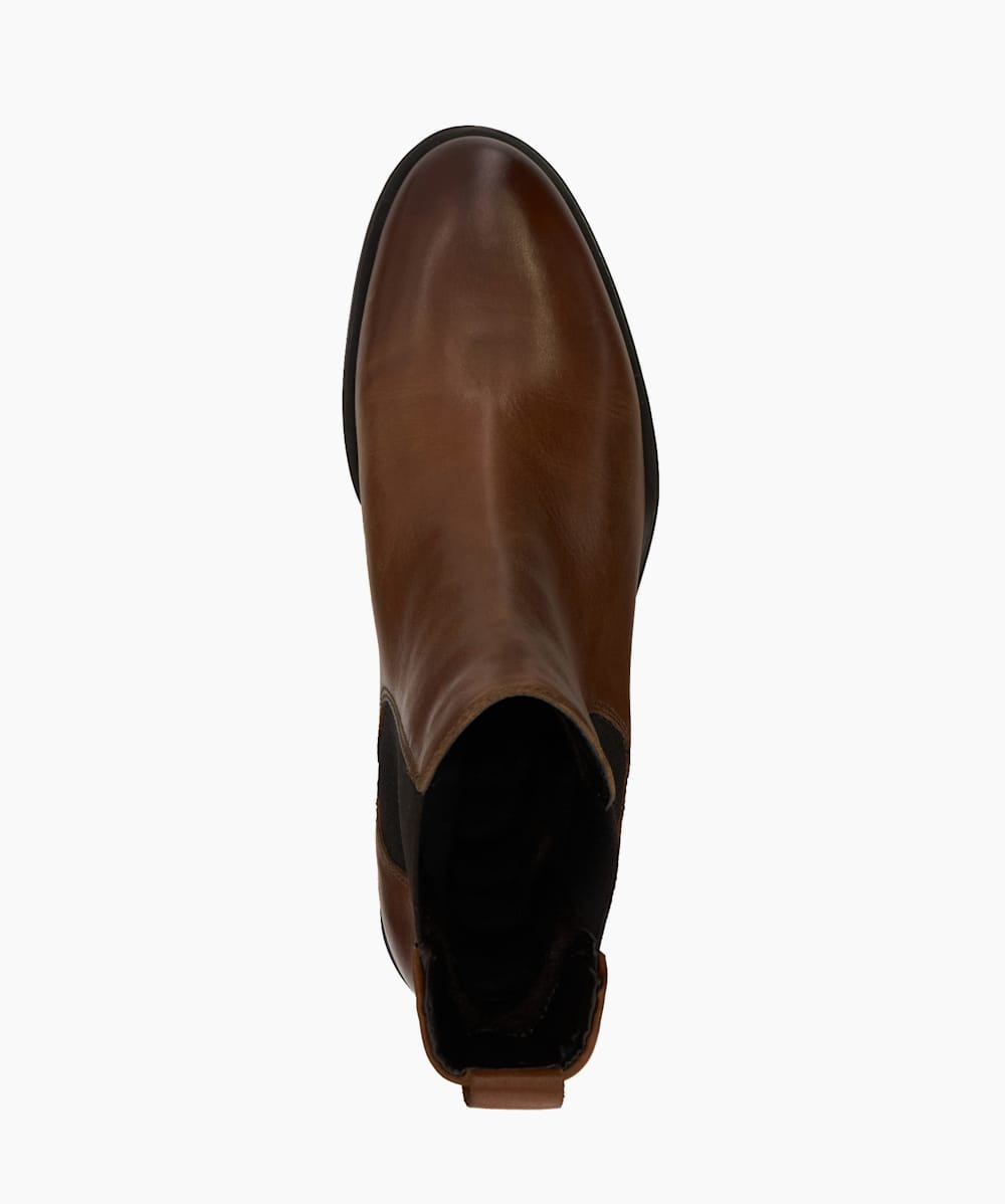 Panoramic Tan, Burnished-Detail Leather Chelsea Boots | Dune London