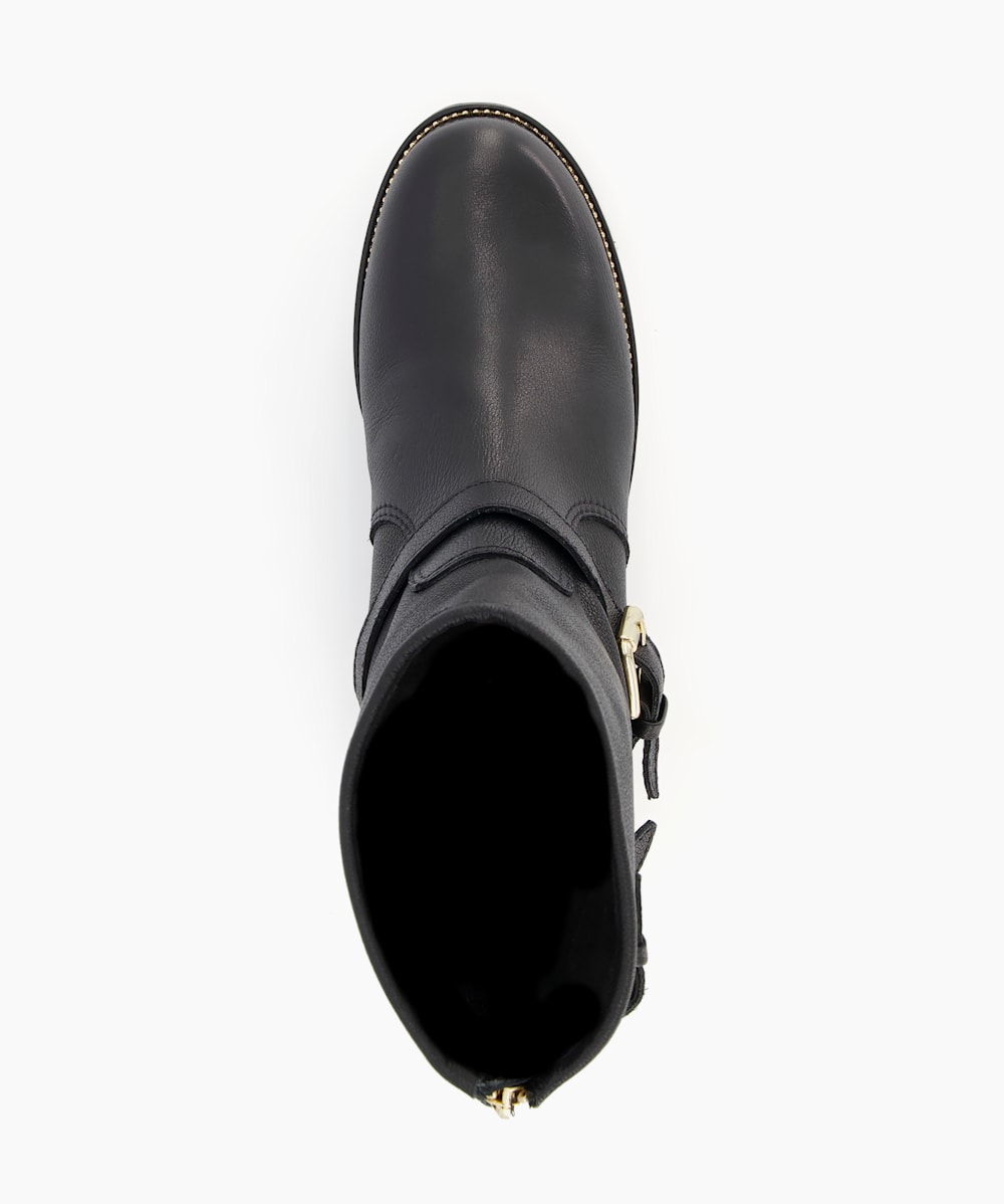 Panthers Black Buckle Strap Detail Biker Boots Dune London