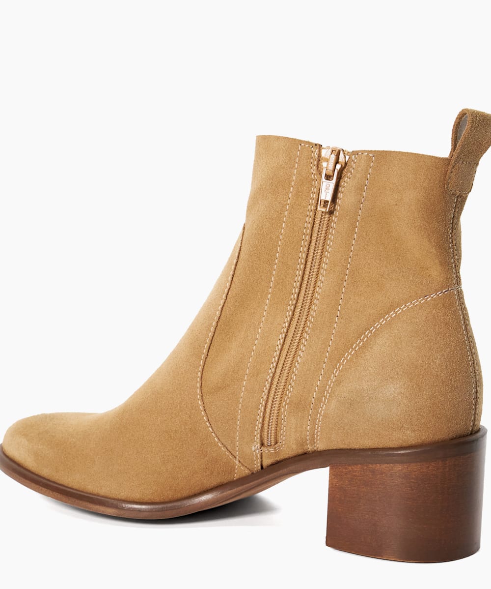 Tan suede heeled ankle boots sales