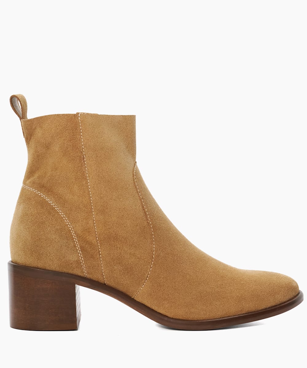 Besha faux suede block heel deals bootie