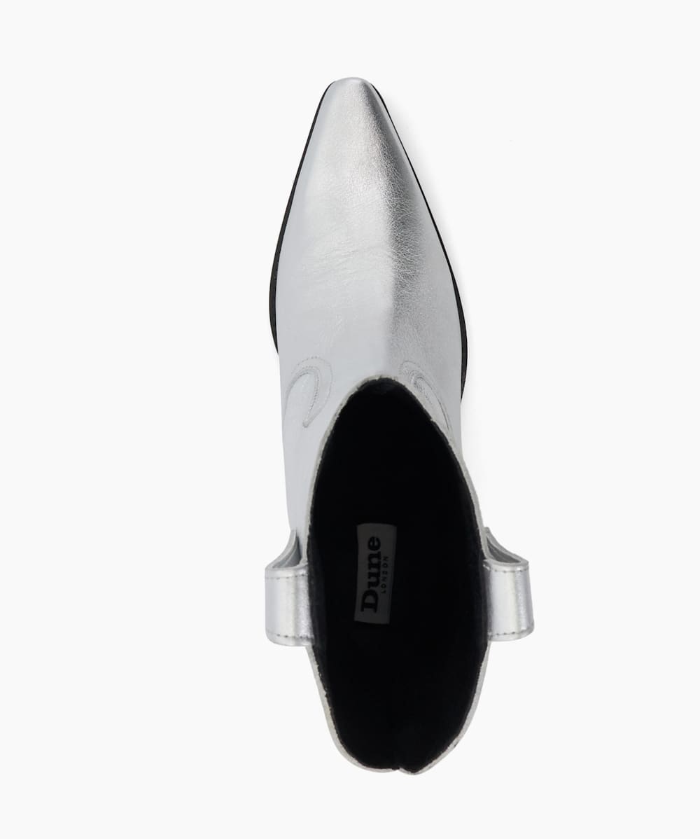 Dune london 2024 silver leather shoe