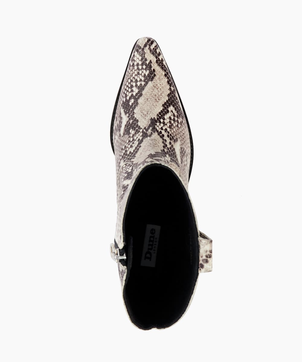 Dune snakeskin boots top