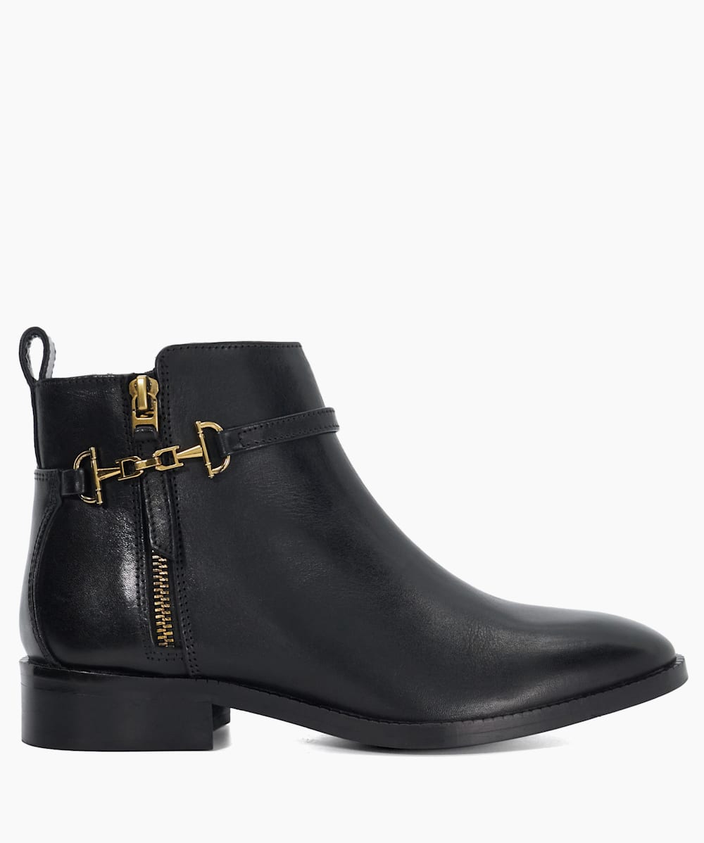 Leather buckle ankle boots deals
