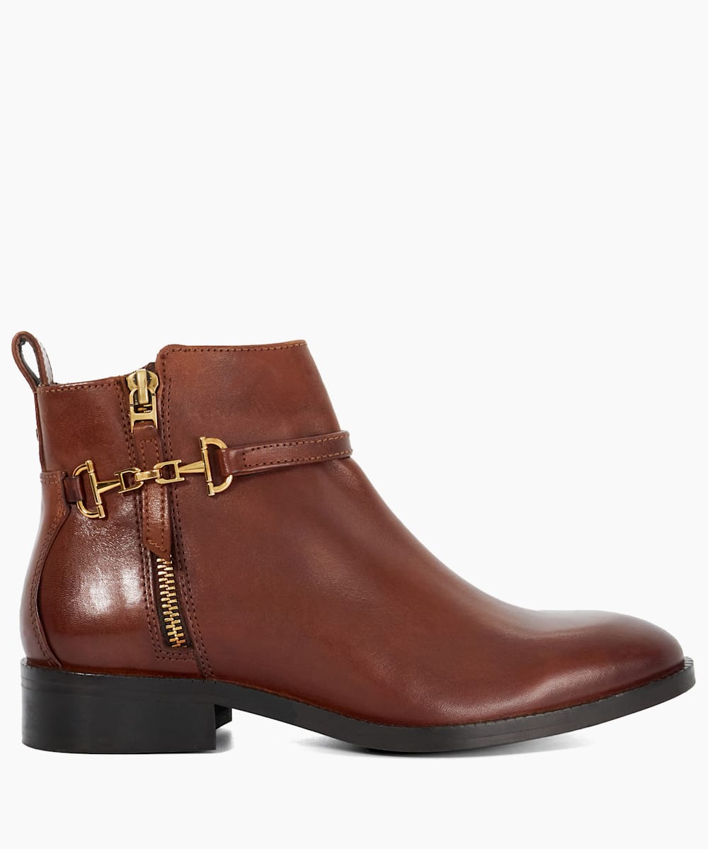 Tan leather ankle booties on sale