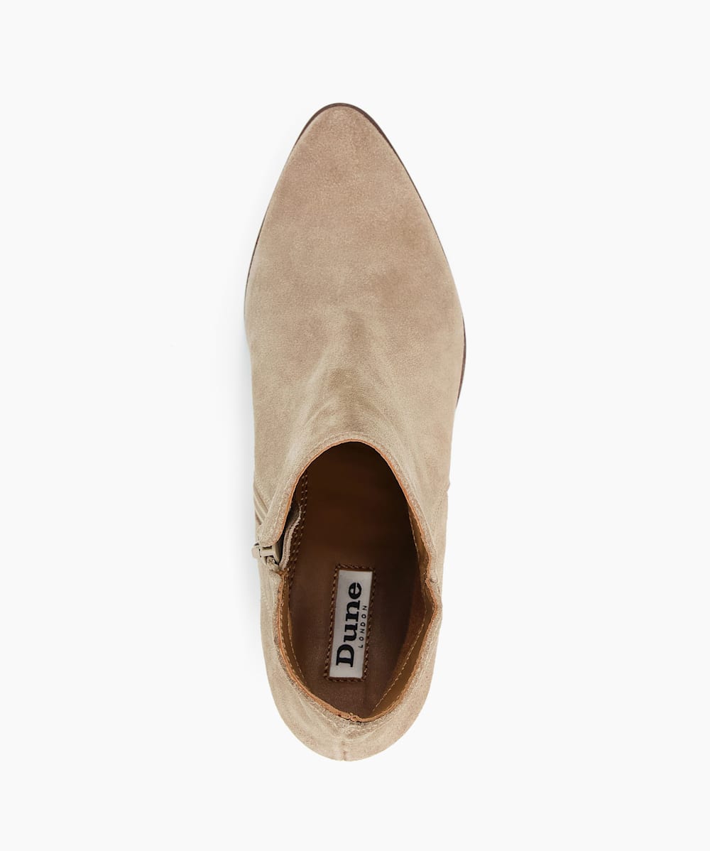 Parlor Sand Heeled Suede Ankle Boots Dune London