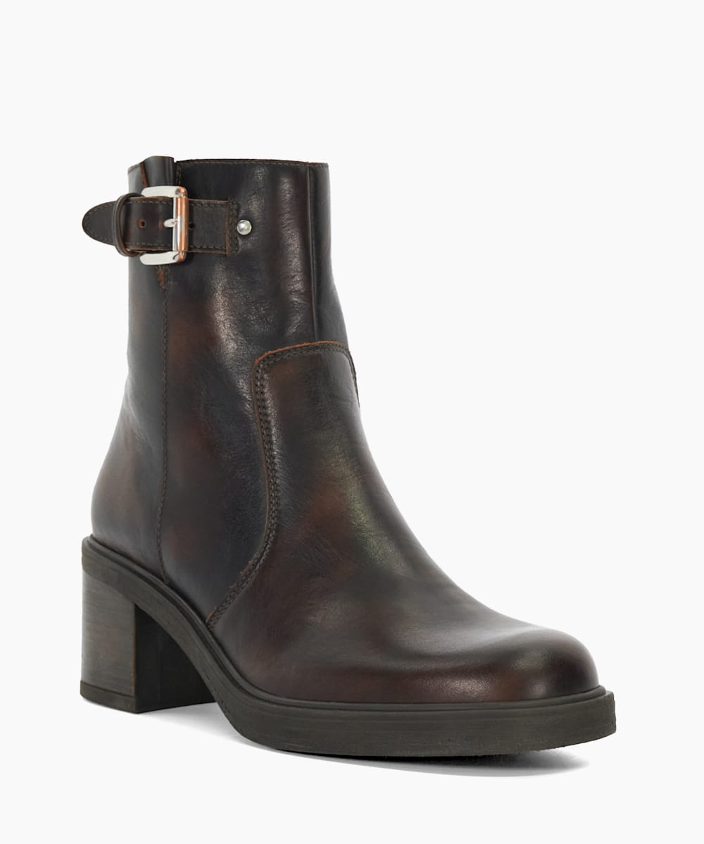 Parlowe Brown Chunky Heel Ankle Boot Dune London