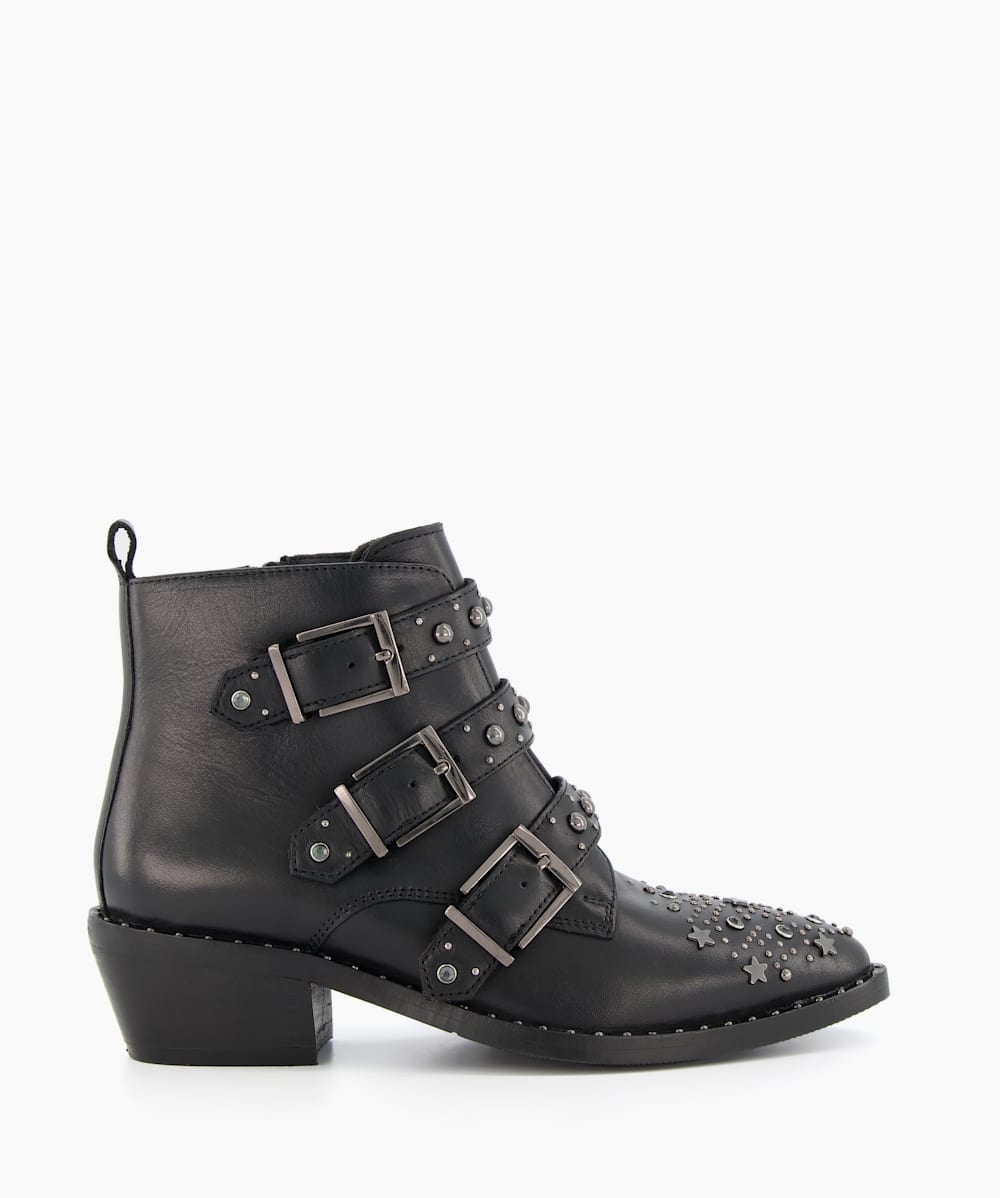 Studded buckle boots top
