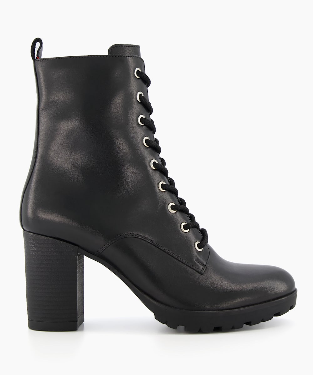 Stacked heel lace outlet up booties