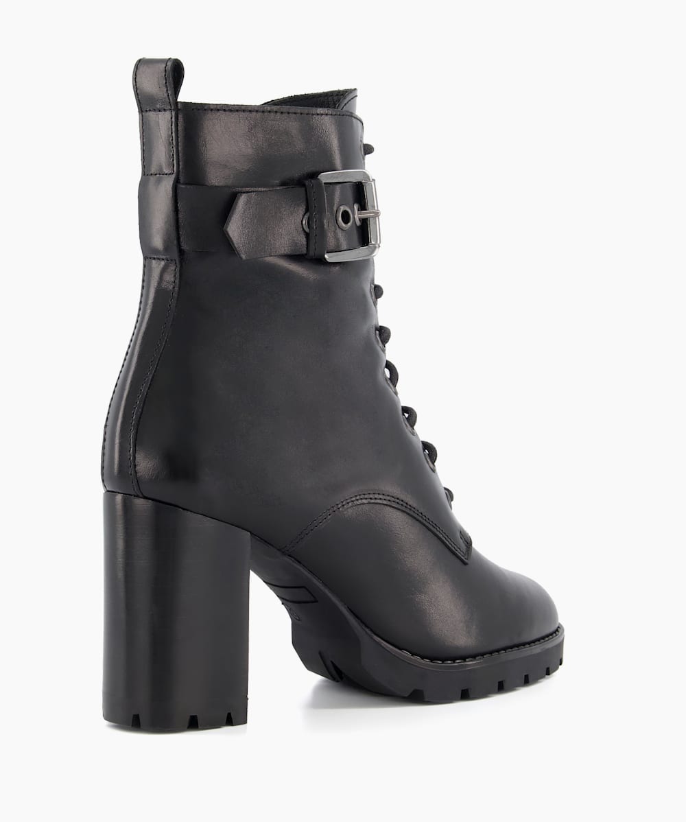 Black high heeled combat boots 2025