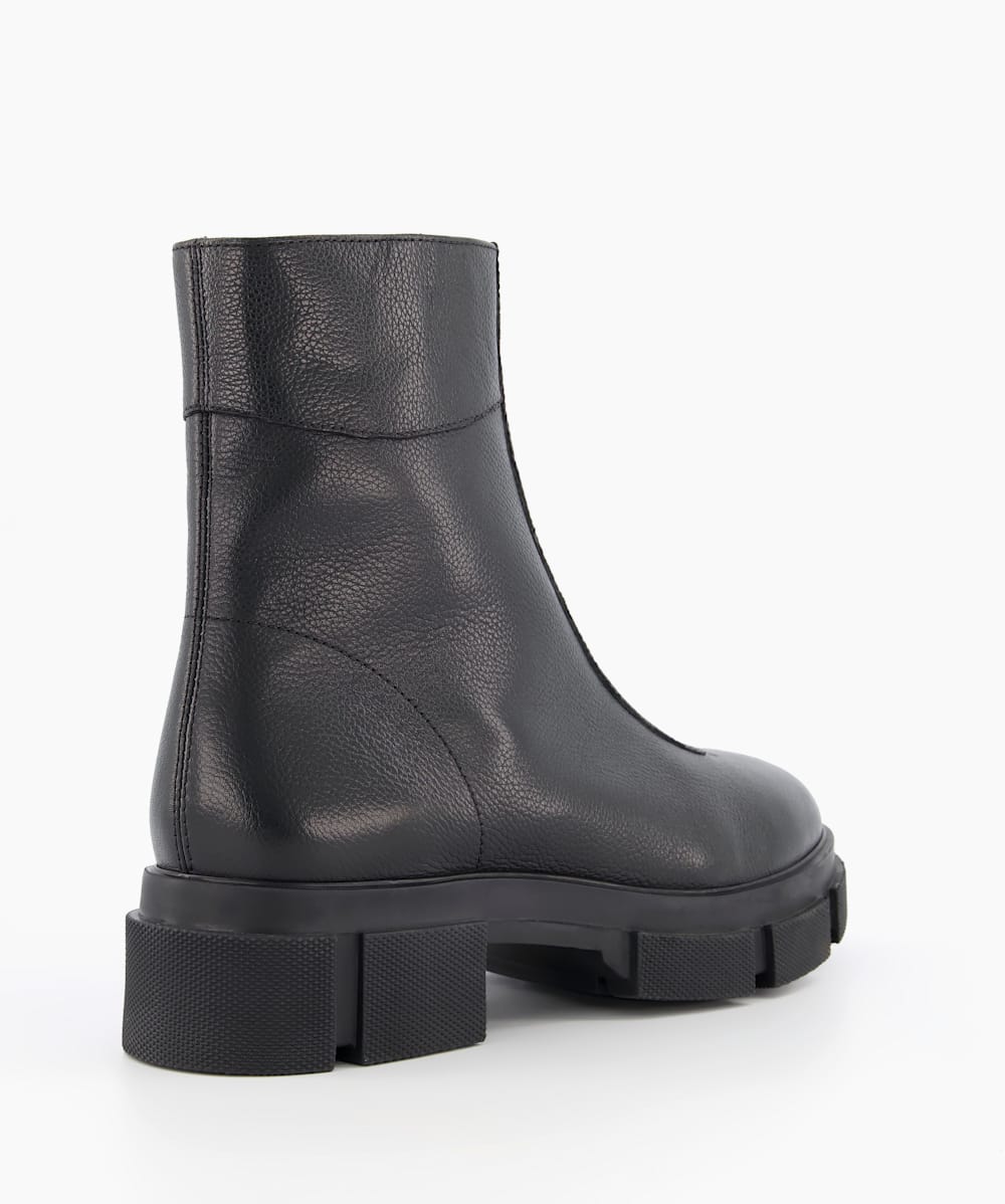 Dune raffi black leather store studded zip front ankle boot