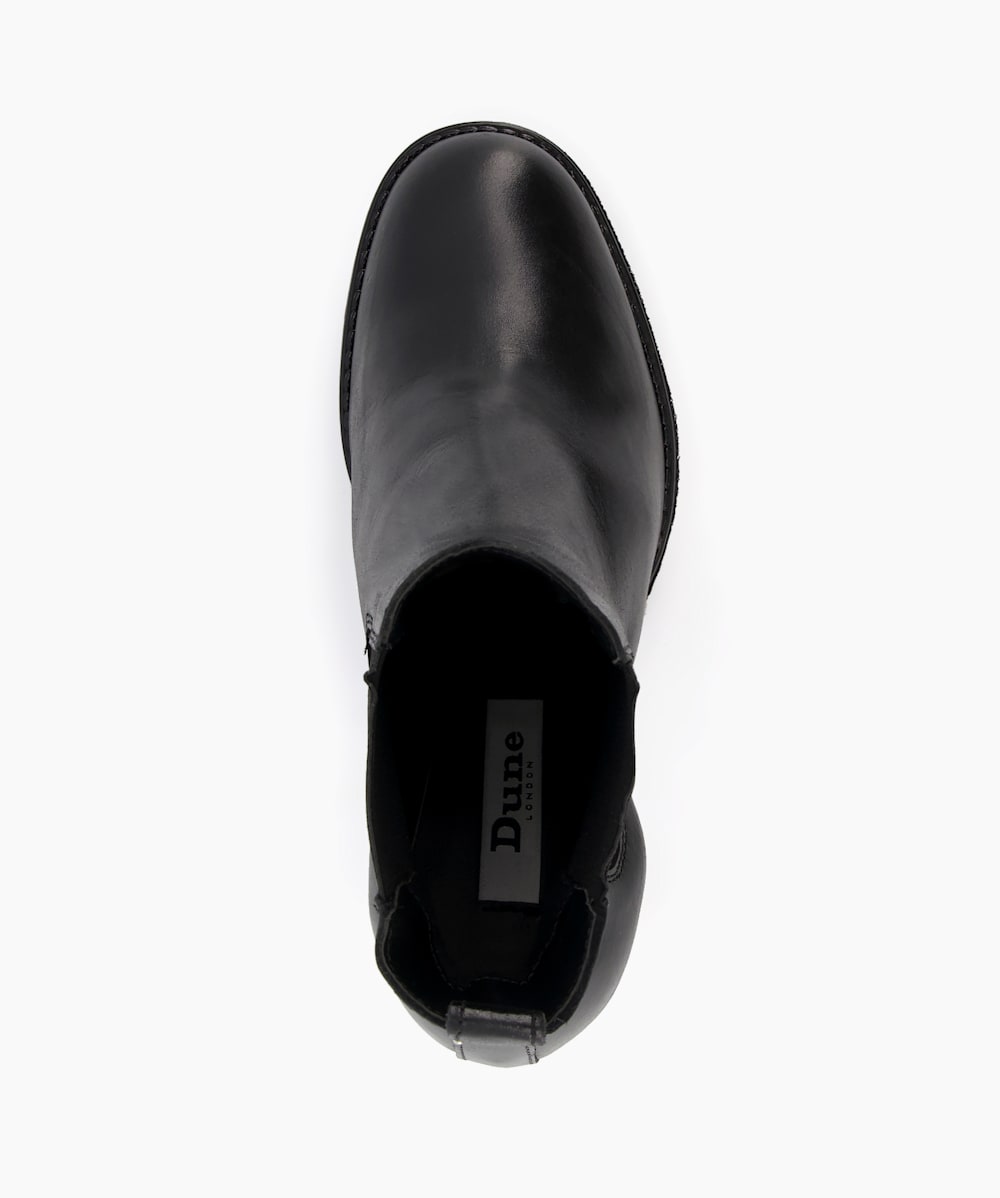 Patrine Black Cleated Block Heeled Chelsea Boots Dune London