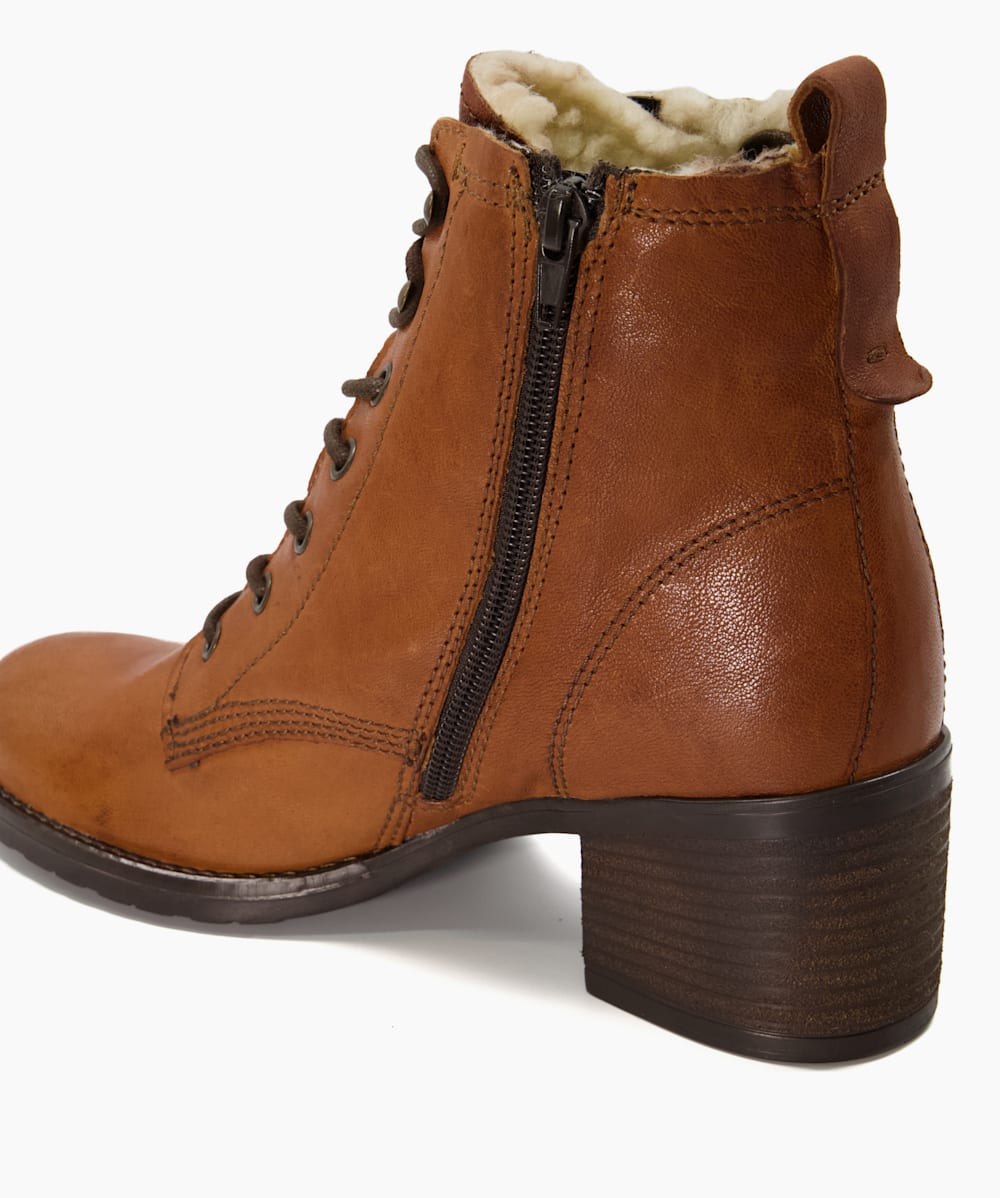 Patsie D Tan Lined Leather Block Heel Ankle Boots Dune London