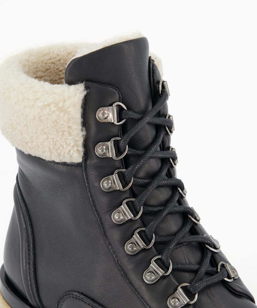 Pattons Black Warm Lined Leather Hiking Boots Dune London