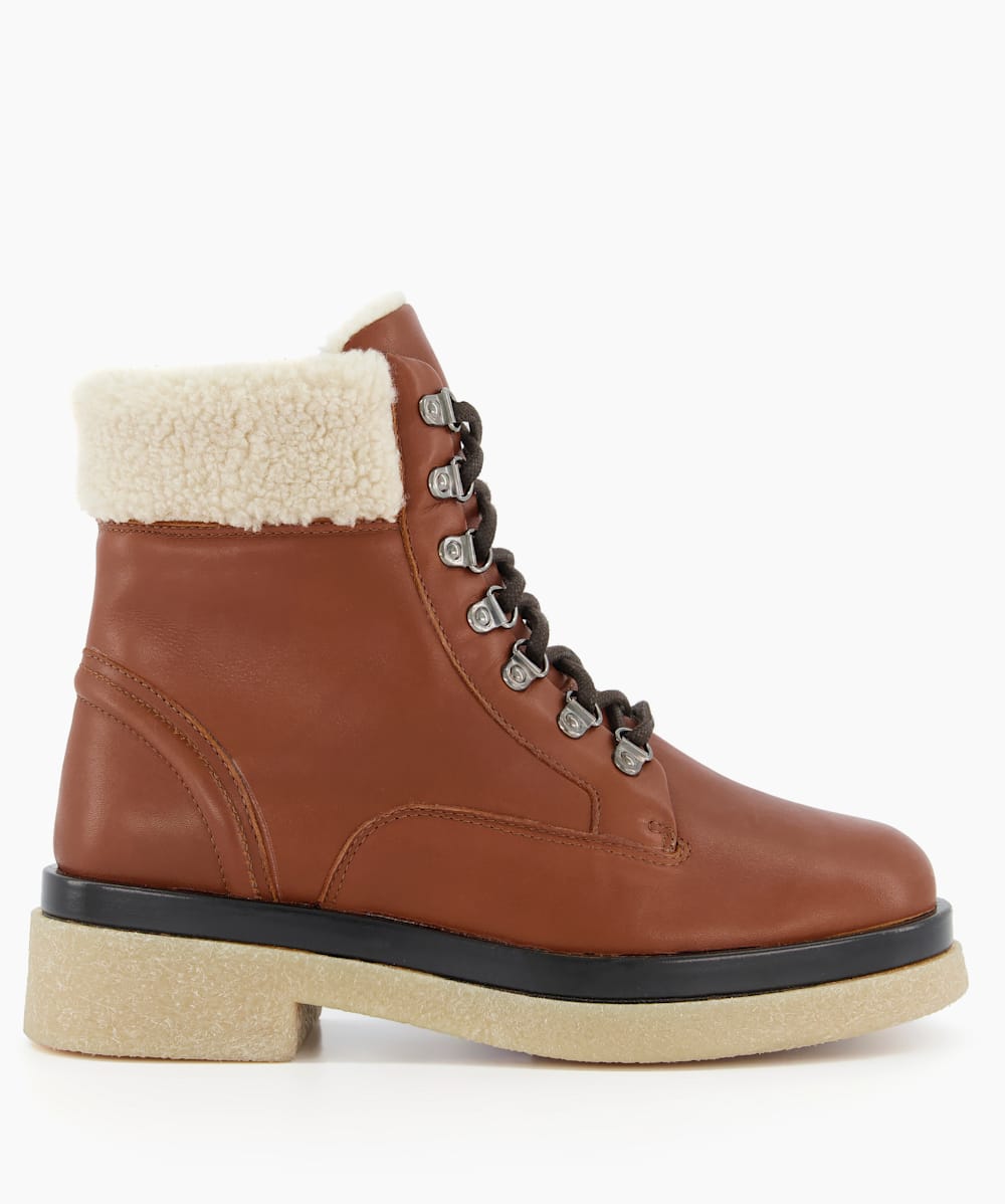 Pattons Tan Warm Lined Leather Hiking Boots Dune London