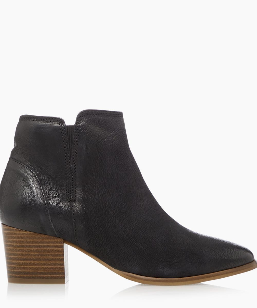 Payge Black Mid Block Heel Ankle Boots Dune London