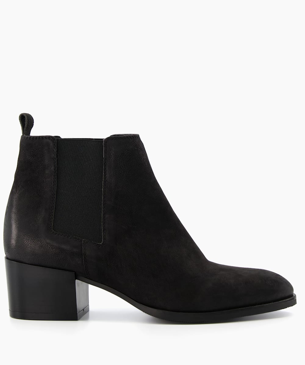 Payger Black Suede Low Heel Chelsea Boots Dune London