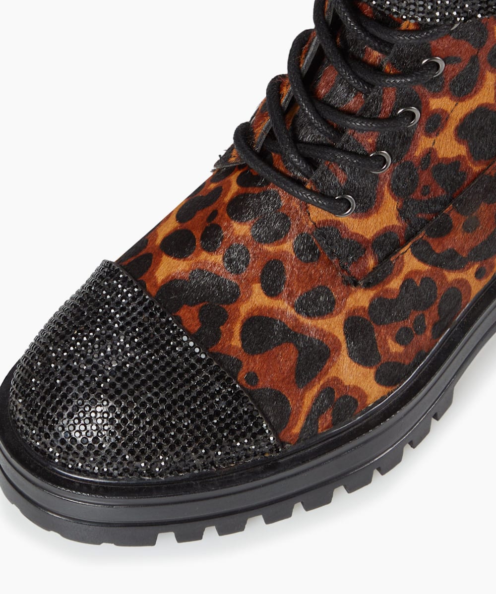 Leopard print biker boots sales