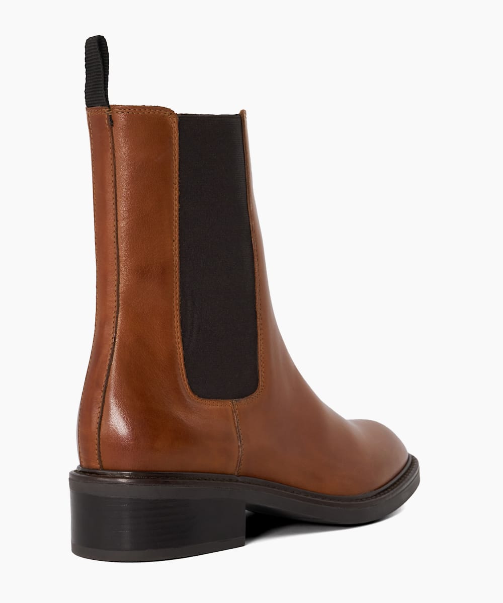 Peanuts Tan, Leather Chelsea Boots | Dune London
