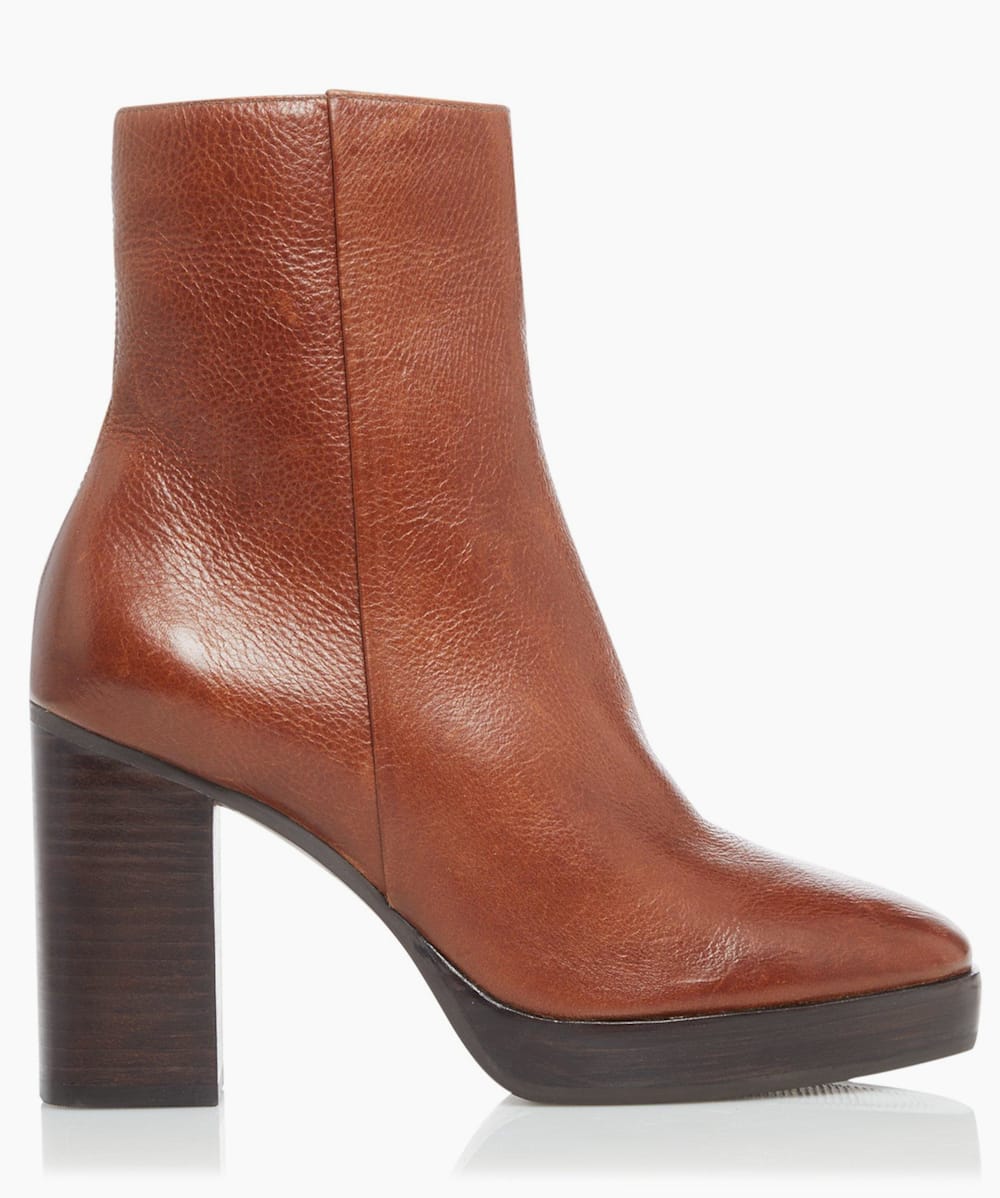 Pella Tan Platform Leather Ankle Boots Dune London