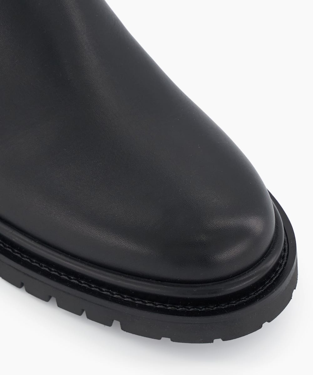 Perceive Black Leather Chelsea Boots Dune London