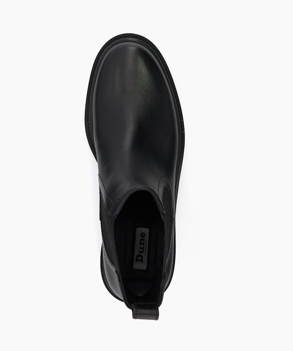 Perceive Black Leather Chelsea Boots Dune London