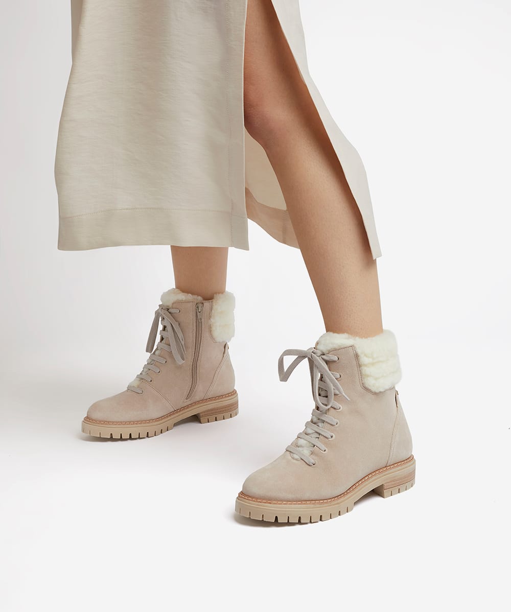 Shearling lace up new arrivals boots