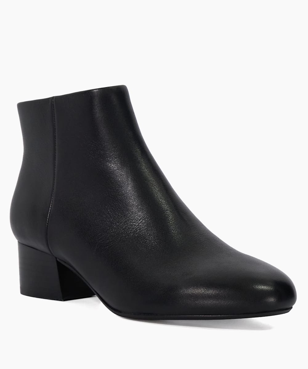 Black leather ankle boots low heel sales