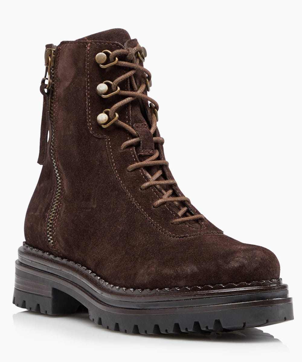 Phase Brown Chunky Lace Up Hiker Boots Dune London