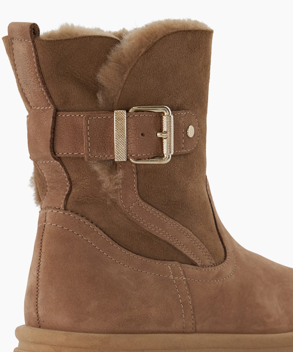 Pheebs Taupe Faux Fur Lined Suede Ankle Boots Dune London