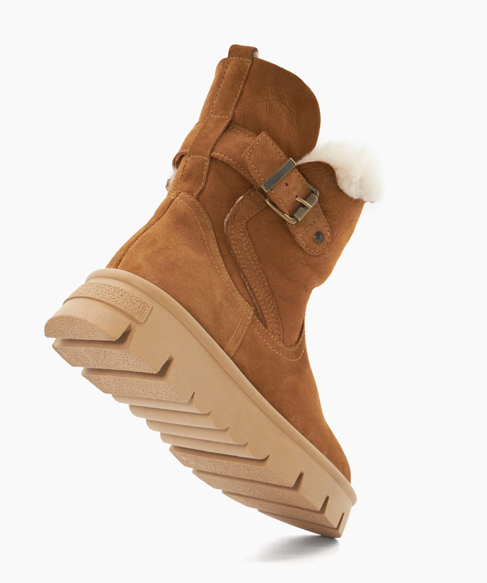 Pheebs Chestnut Faux Fur Lined Suede Ankle Boots Dune London