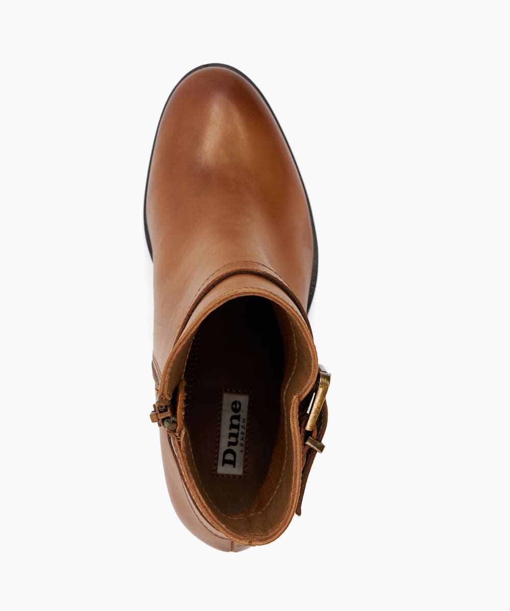 Philippa 2 Tan Cone Heeled Ankle Boots Dune London