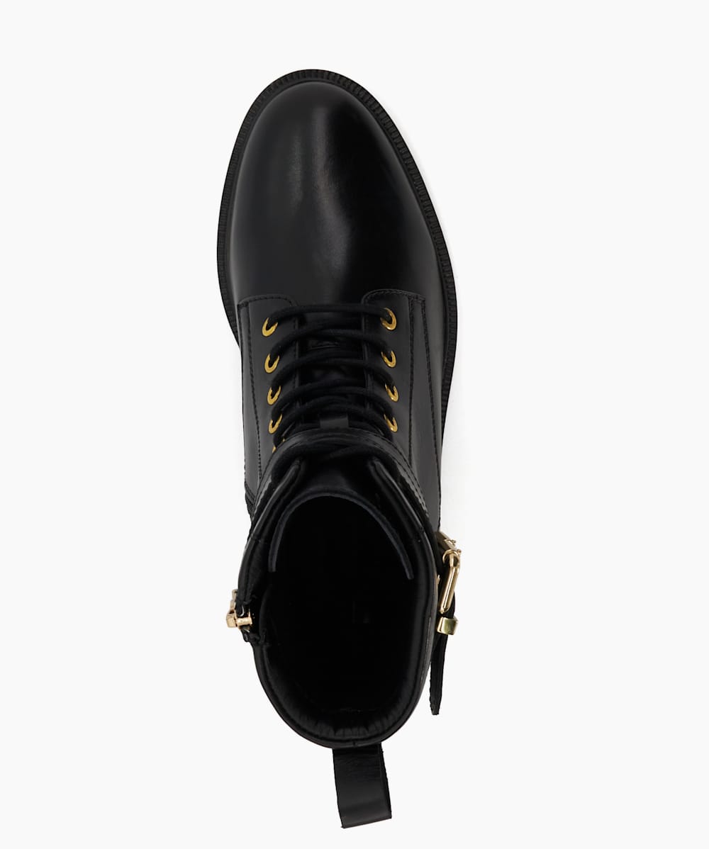 Phyllis Black Buckled Leather Black Ankle Boots Dune London