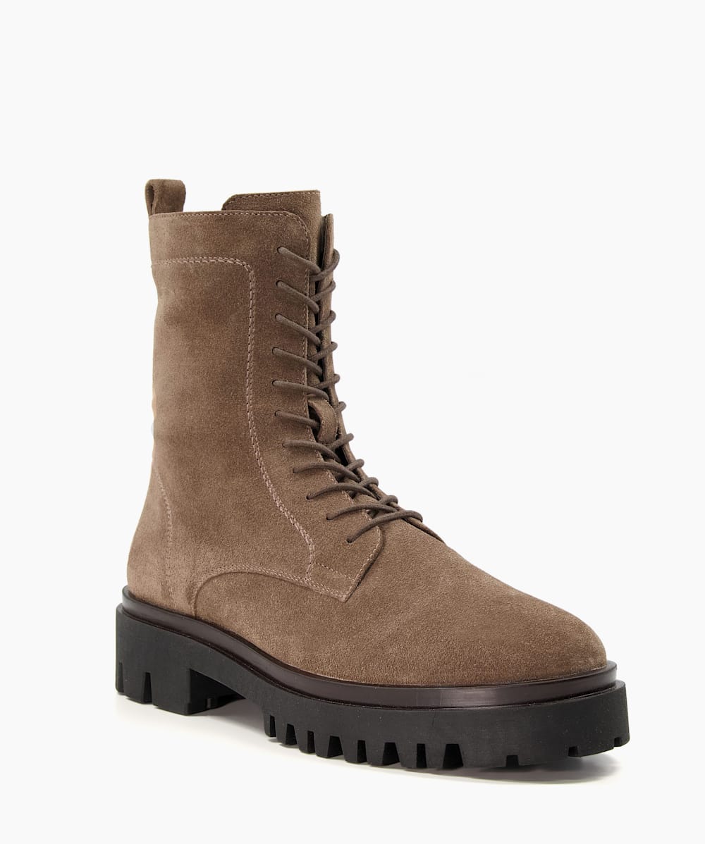 Picante Taupe Leather Lace Up Ankle Boots Dune London