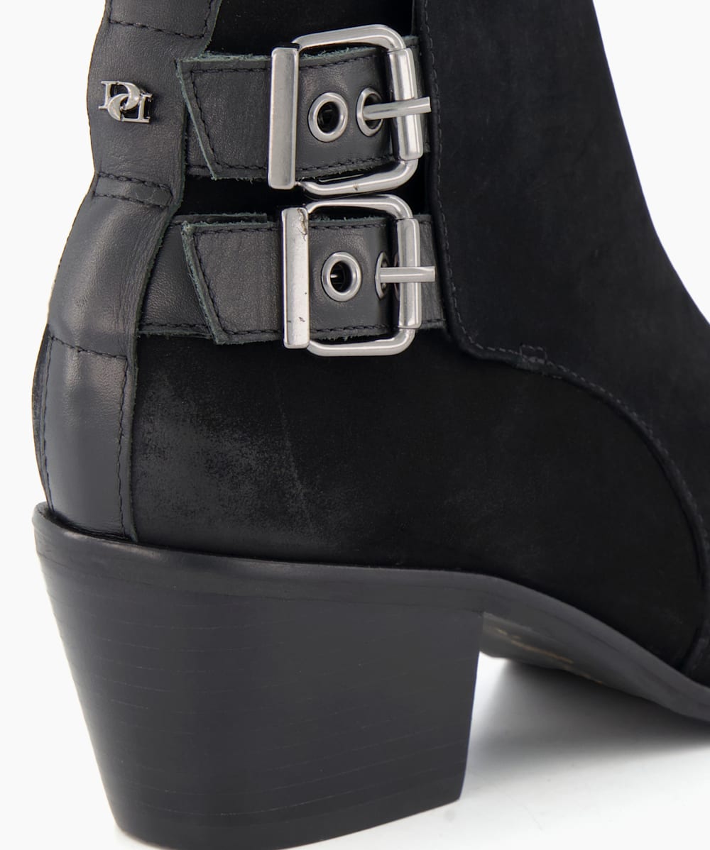Black ankle boots with silver buckles clearance