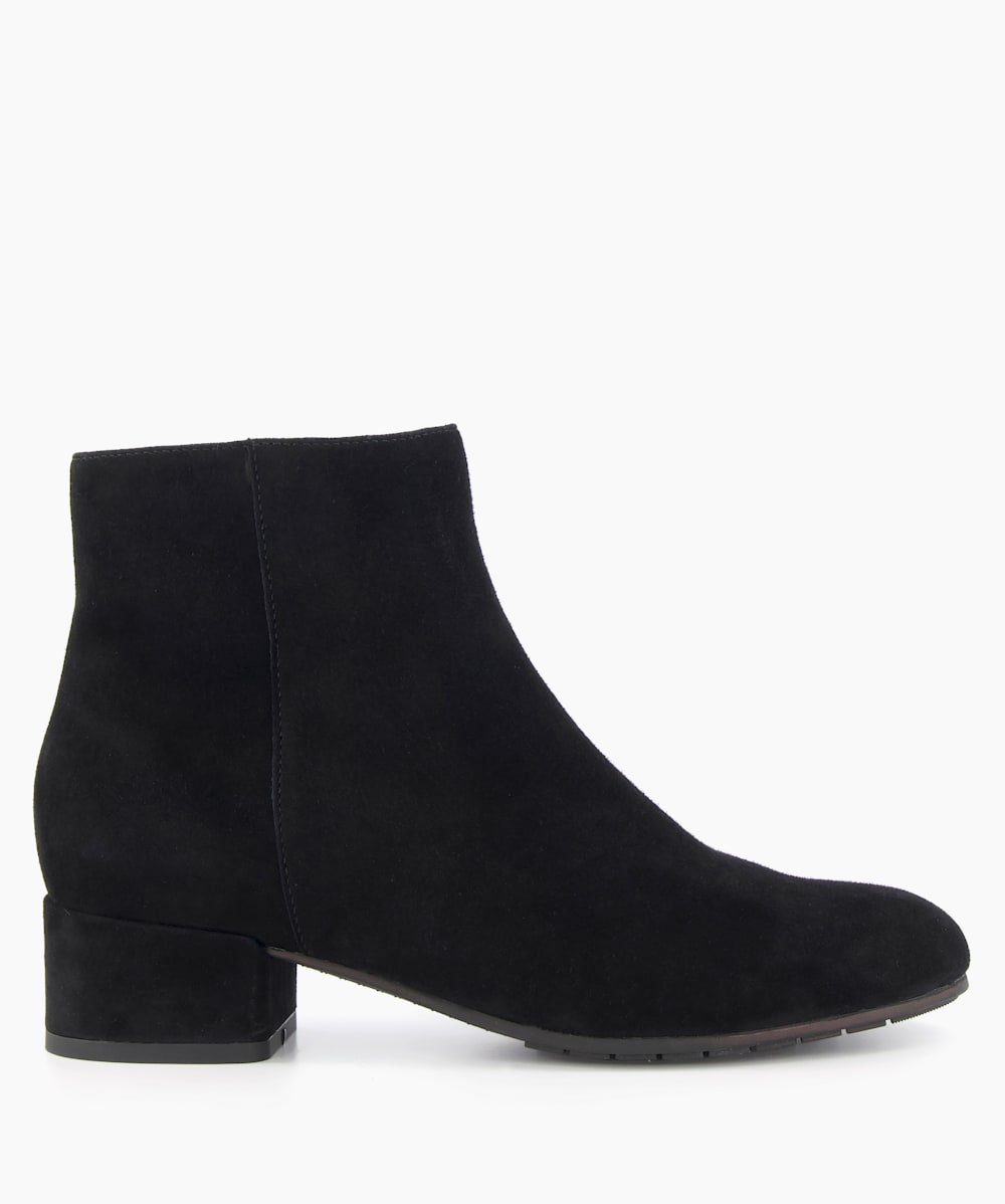 Pippie Black Low Heel Suede Black Ankle Boots Dune London