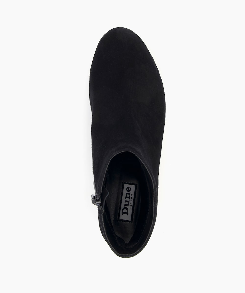 Pippie Black Low Heel Suede Black Ankle Boots Dune London