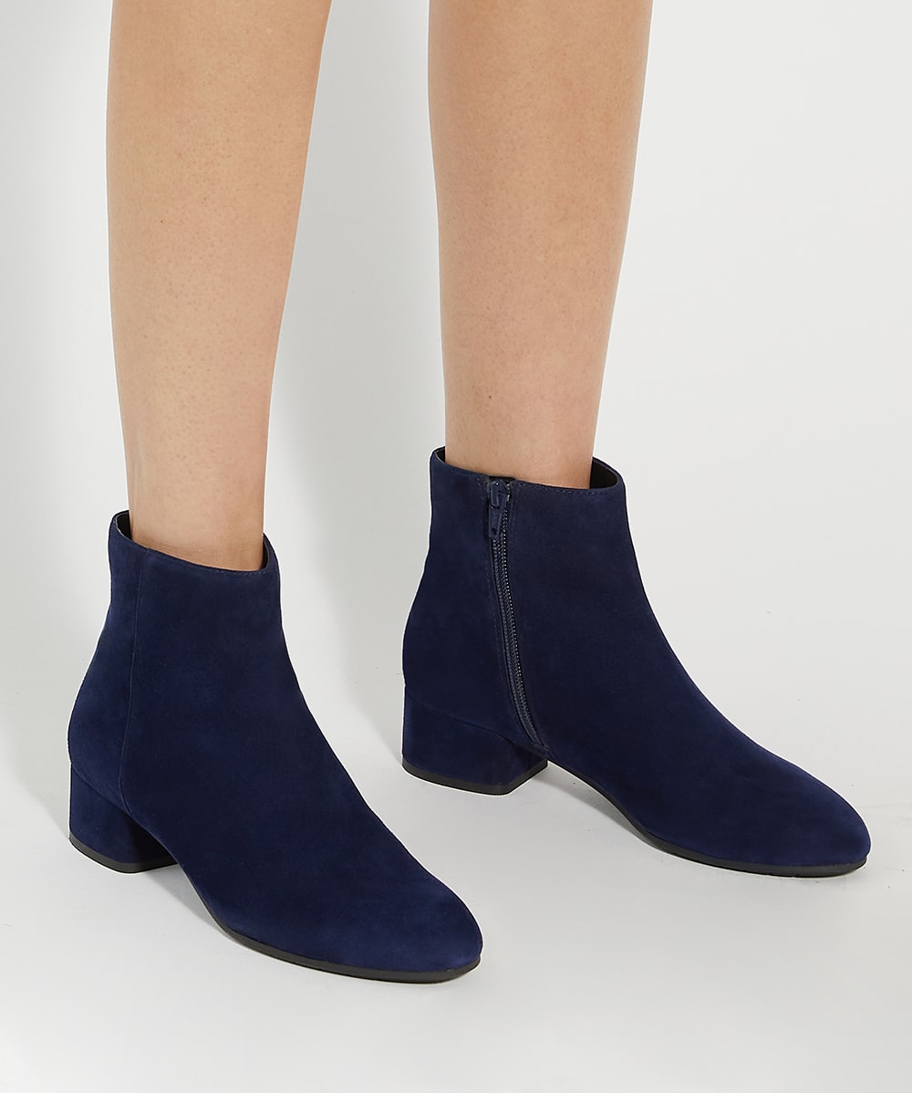 Pippie Navy Low Block Heel Ankle Boots Dune London