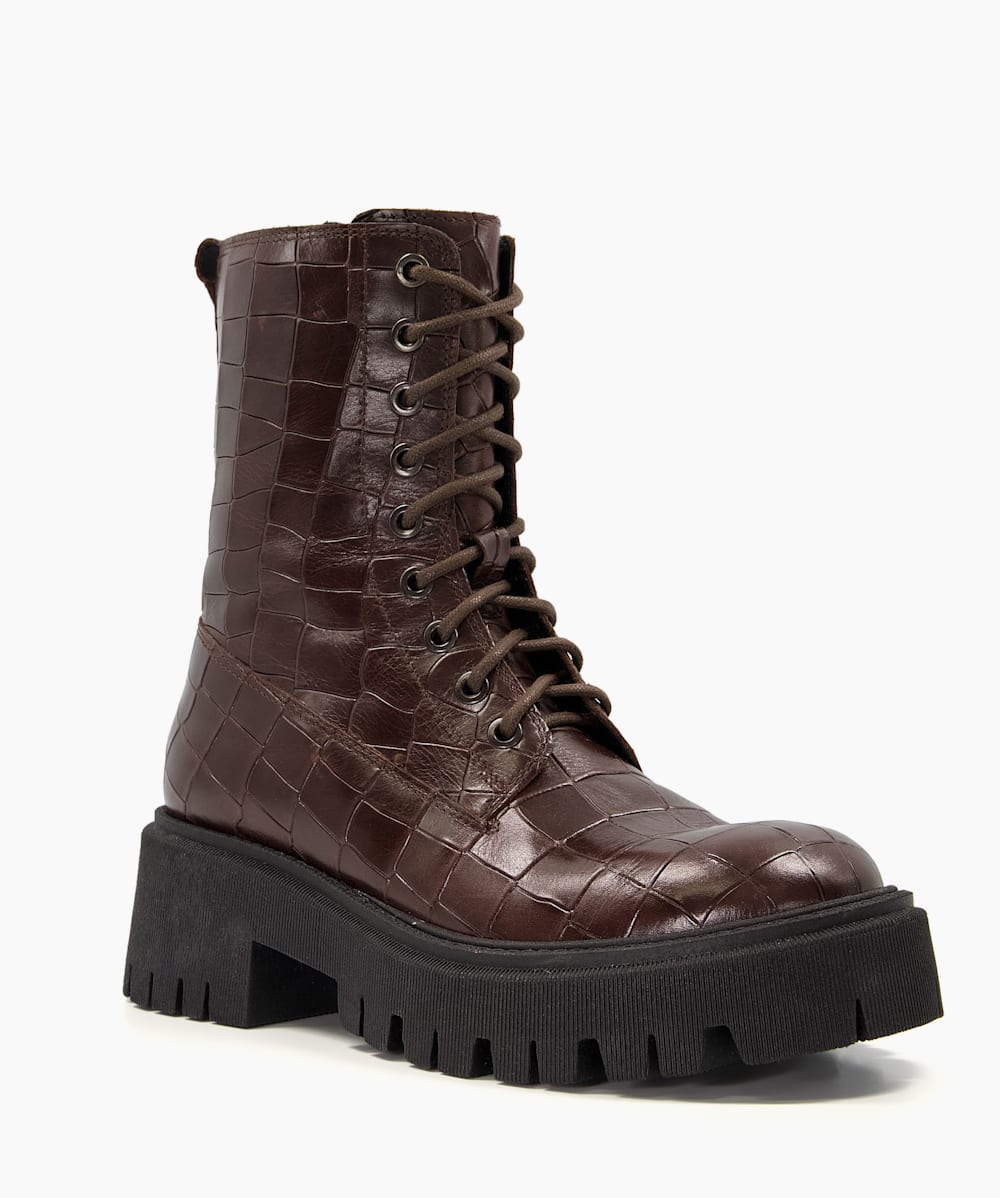 Dune lace up on sale boots in brown leather