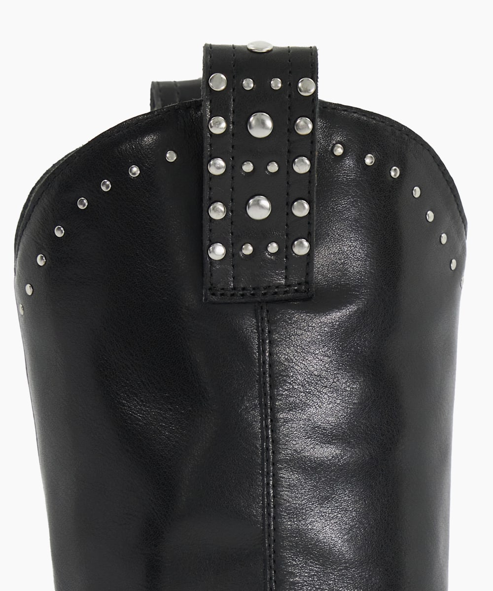 Podeo Black Embellished Block Heel Cowboy Boots Dune London