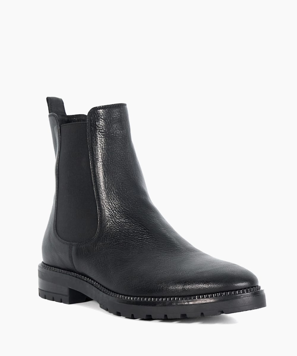 Poema Black Cleated Sole Chelsea Boots Dune London