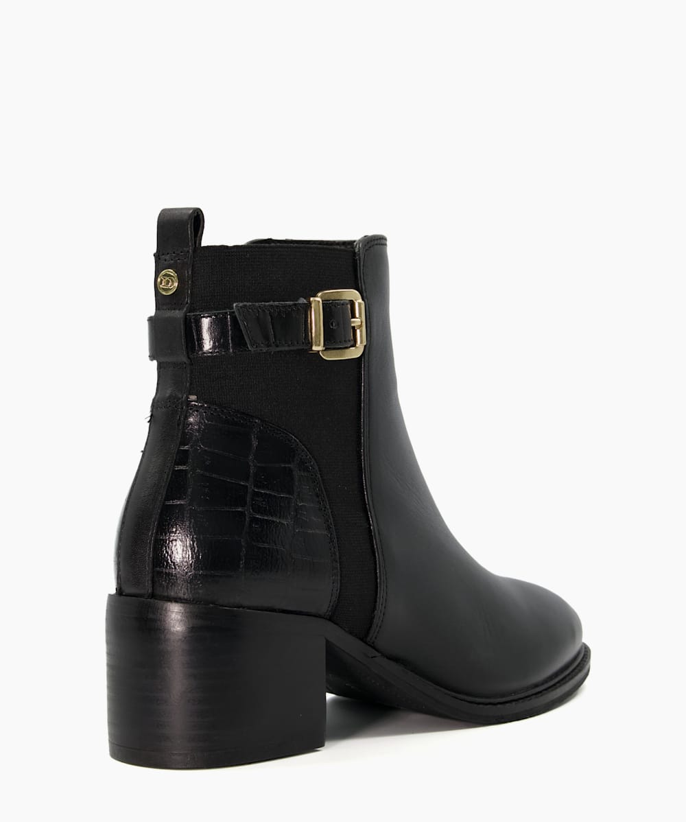 Black buckle heel boots top