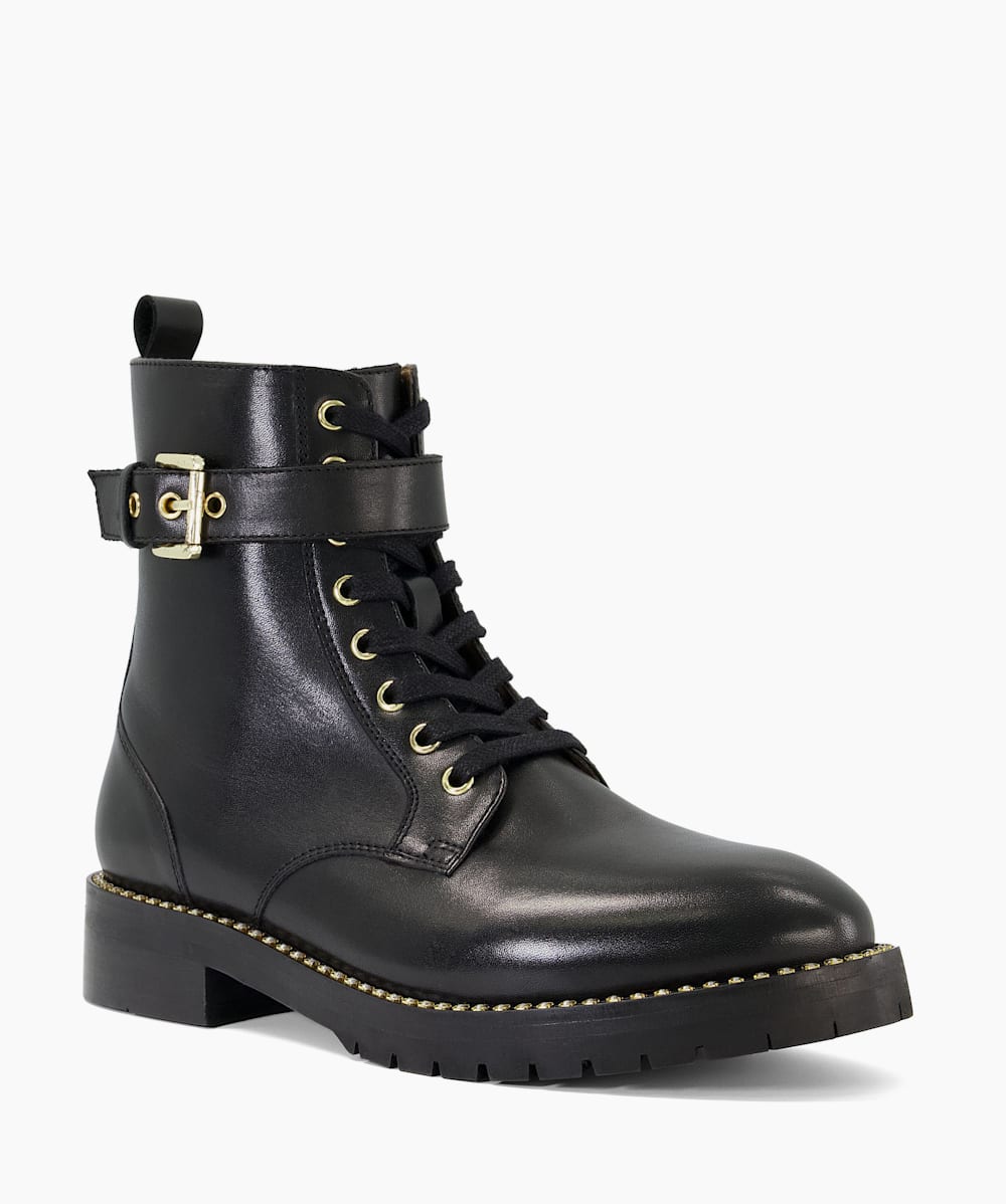 Accessorize flat leather studded trim boot top