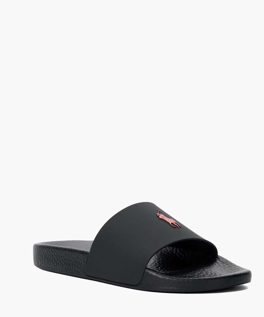 Polo Slidee Black Branded Casual Sliders Dune London