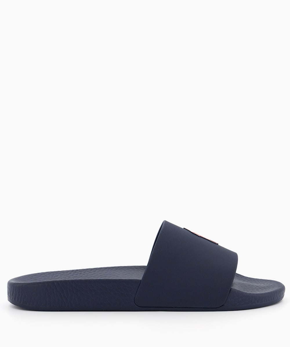 Polo Slidee Navy Branded Casual Sliders Dune London