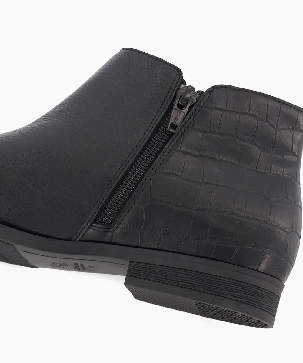 Pond Black Croc Effect Trim Leather Ankle Boots Dune London